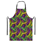 Mardi Gras Palm Leaf Pattern Print Bib Apron With Pocket