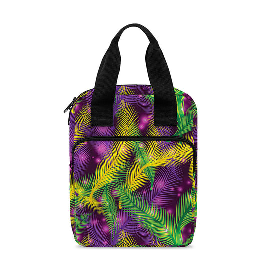 Mardi Gras Palm Leaf Pattern Print Bible Tote Bag