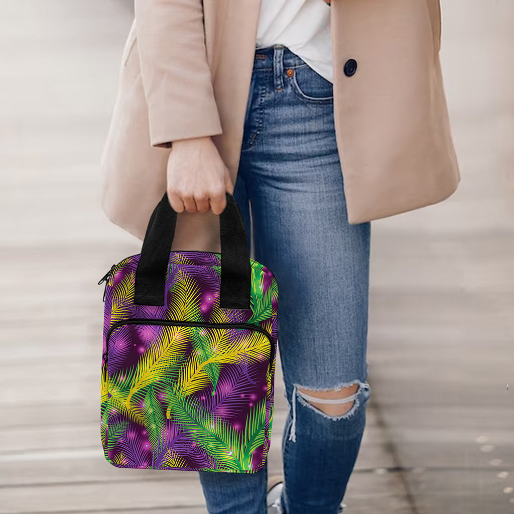 Mardi Gras Palm Leaf Pattern Print Bible Tote Bag