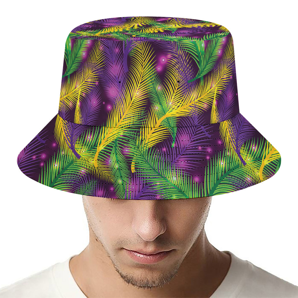Mardi Gras Palm Leaf Pattern Print Bucket Hat