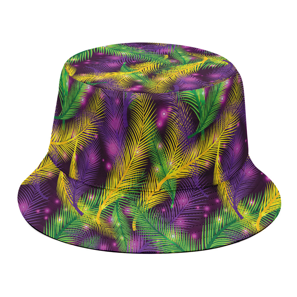 Mardi Gras Palm Leaf Pattern Print Bucket Hat