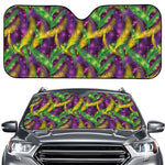 Mardi Gras Palm Leaf Pattern Print Car Windshield Sun Shade