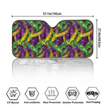 Mardi Gras Palm Leaf Pattern Print Car Windshield Sun Shade