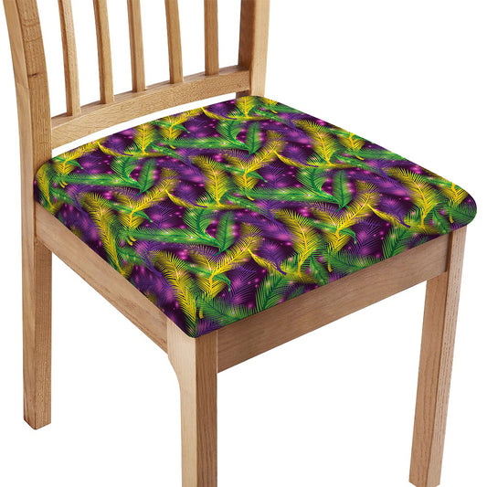 Mardi Gras Palm Leaf Pattern Print Chair Cushion Cover
