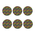 Mardi Gras Palm Leaf Pattern Print Coaster Set
