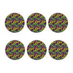 Mardi Gras Palm Leaf Pattern Print Coaster Set