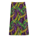 Mardi Gras Palm Leaf Pattern Print Cotton Front Slit Maxi Skirt