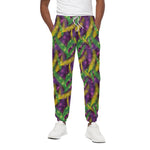 Mardi Gras Palm Leaf Pattern Print Cotton Pants