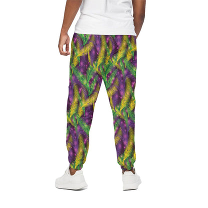 Mardi Gras Palm Leaf Pattern Print Cotton Pants