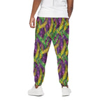 Mardi Gras Palm Leaf Pattern Print Cotton Pants