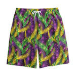 Mardi Gras Palm Leaf Pattern Print Cotton Shorts