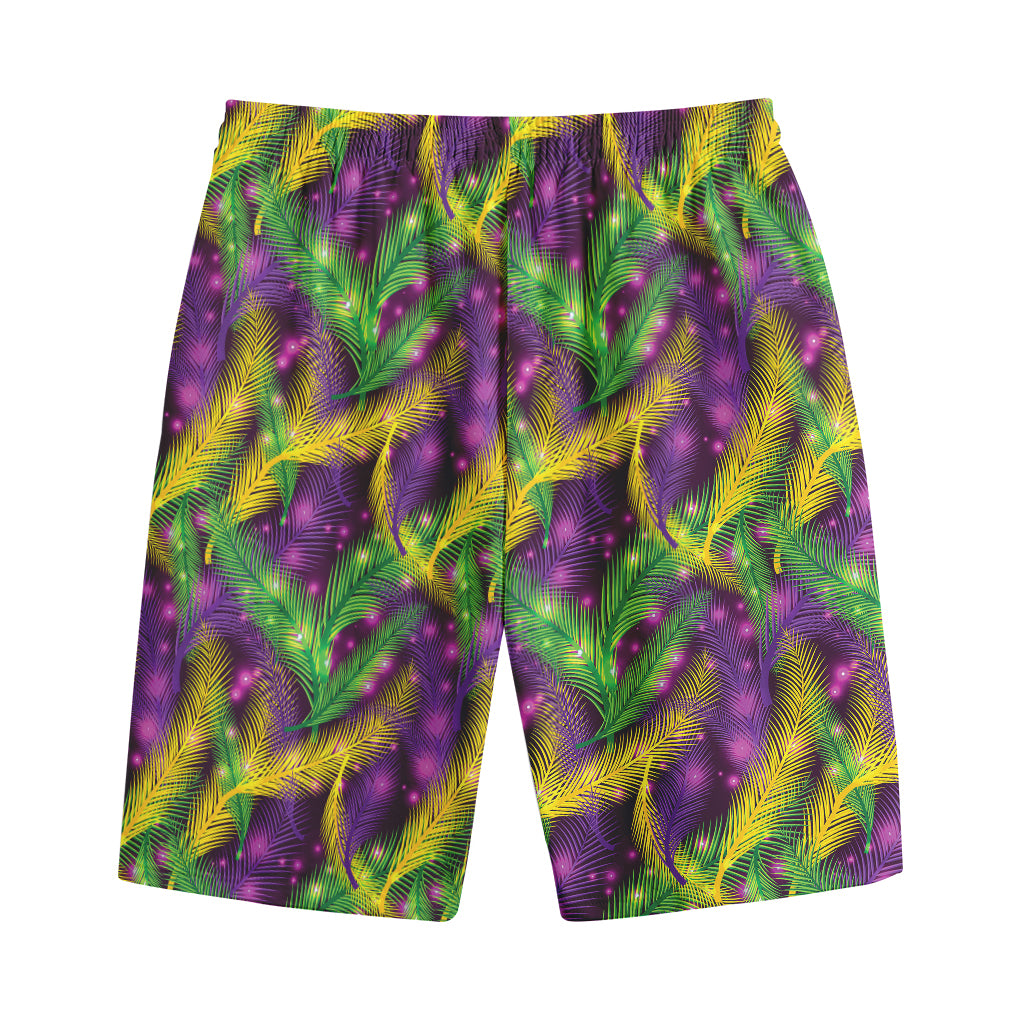 Mardi Gras Palm Leaf Pattern Print Cotton Shorts