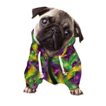 Mardi Gras Palm Leaf Pattern Print Dog Zip Up Hoodie