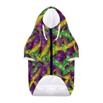 Mardi Gras Palm Leaf Pattern Print Dog Zip Up Hoodie