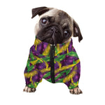 Mardi Gras Palm Leaf Pattern Print Dog Zip Up Jacket