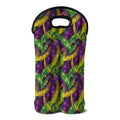 Mardi Gras Palm Leaf Pattern Print Double Neoprene Wine Tote