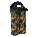 Mardi Gras Palm Leaf Pattern Print Double Neoprene Wine Tote