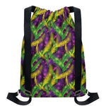 Mardi Gras Palm Leaf Pattern Print Drawstring Backpack