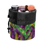 Mardi Gras Palm Leaf Pattern Print Drawstring Makeup Bag