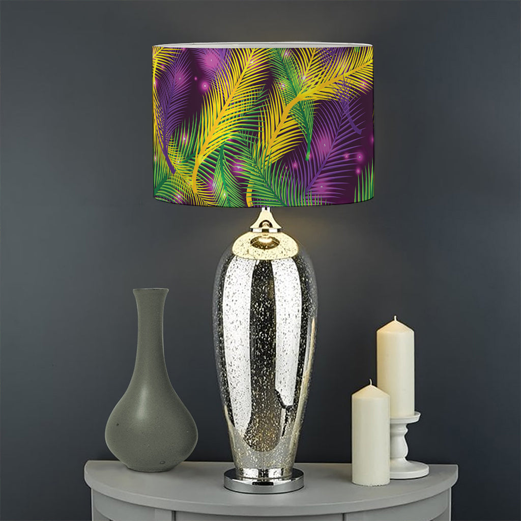 Mardi Gras Palm Leaf Pattern Print Drum Lamp Shade