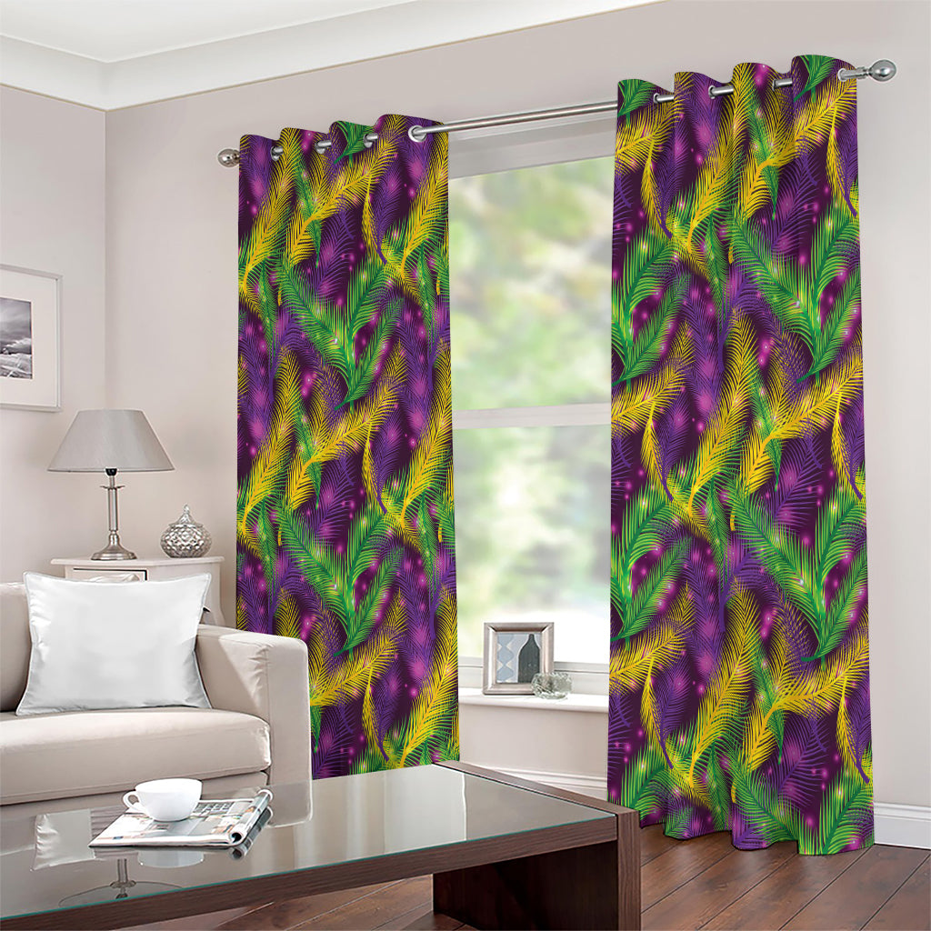 Mardi Gras Palm Leaf Pattern Print Extra Wide Grommet Curtains