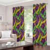 Mardi Gras Palm Leaf Pattern Print Extra Wide Grommet Curtains