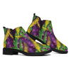 Mardi Gras Palm Leaf Pattern Print Flat Ankle Boots