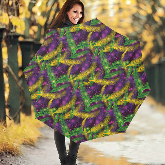 Mardi Gras Palm Leaf Pattern Print Foldable Umbrella