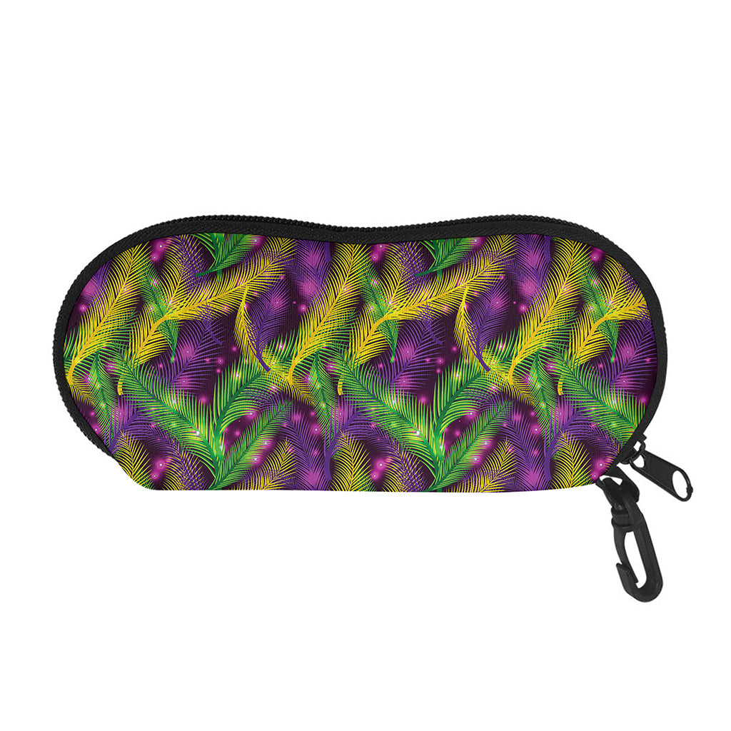 Mardi Gras Palm Leaf Pattern Print Glasses Case