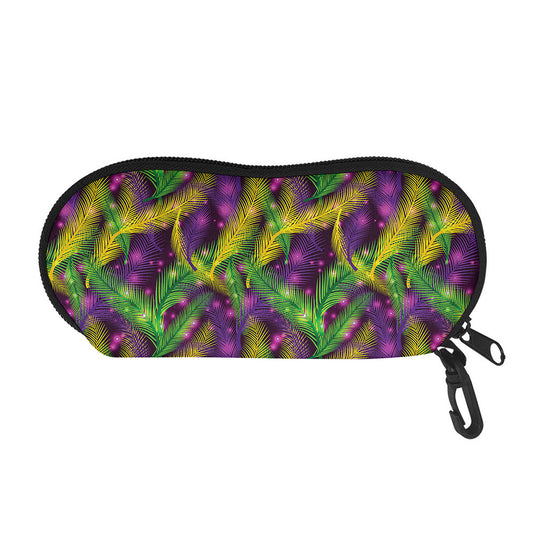 Mardi Gras Palm Leaf Pattern Print Glasses Case