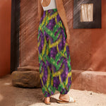 Mardi Gras Palm Leaf Pattern Print Harem Pants