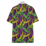 Mardi Gras Palm Leaf Pattern Print Hawaiian Shirt