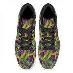 Mardi Gras Palm Leaf Pattern Print High Top Leather Sneakers