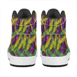 Mardi Gras Palm Leaf Pattern Print High Top Leather Sneakers