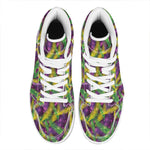 Mardi Gras Palm Leaf Pattern Print High Top Leather Sneakers