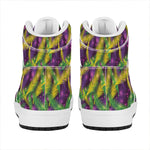 Mardi Gras Palm Leaf Pattern Print High Top Leather Sneakers