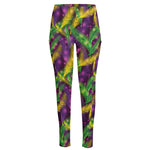 Mardi Gras Palm Leaf Pattern Print High-Waisted Pocket Leggings