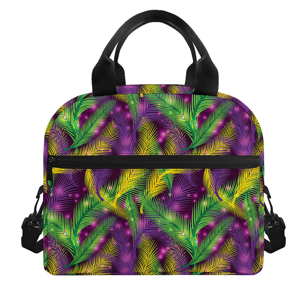 Mardi Gras Palm Leaf Pattern Print Insulated Lunch Bag