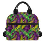 Mardi Gras Palm Leaf Pattern Print Insulated Lunch Bag