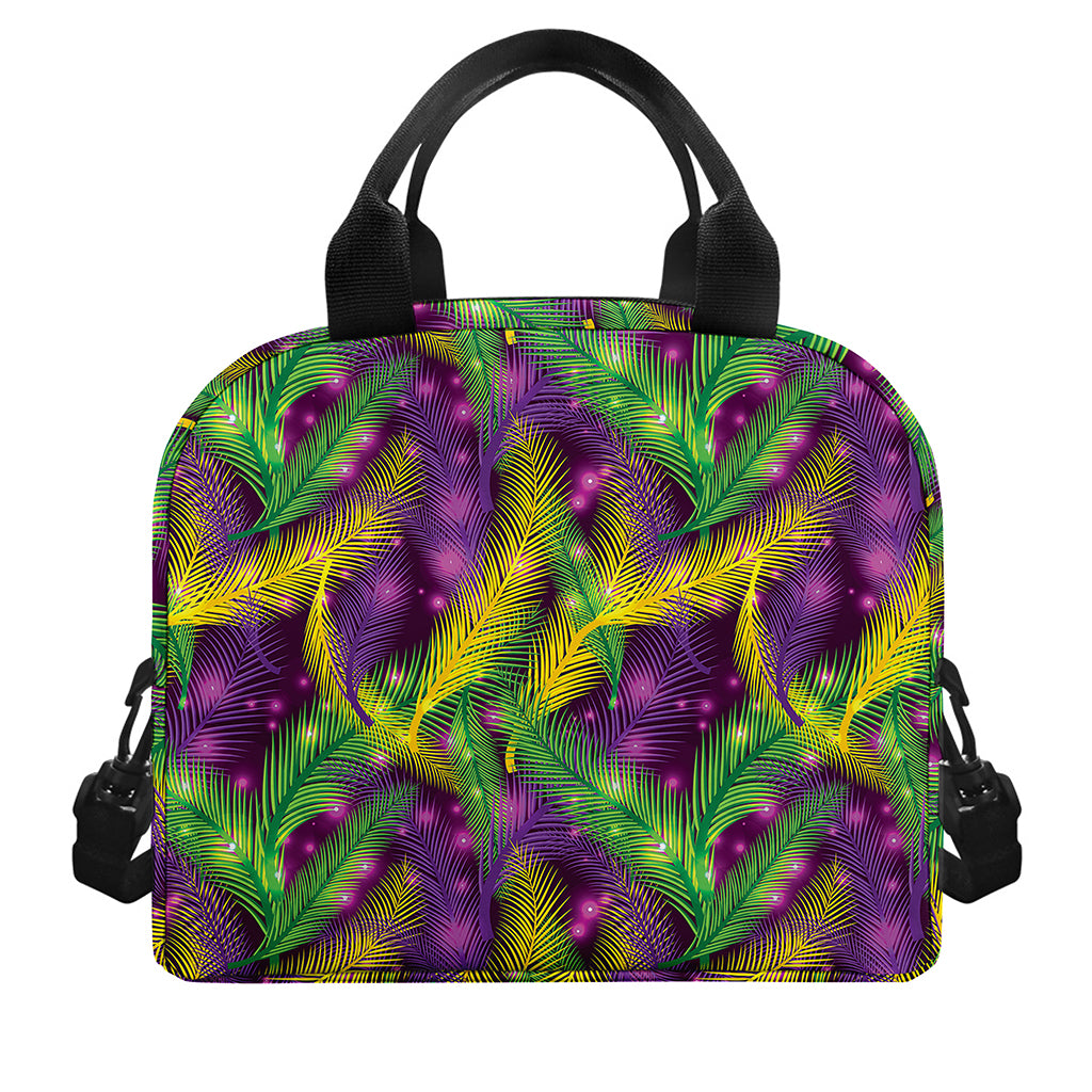 Mardi Gras Palm Leaf Pattern Print Insulated Lunch Bag