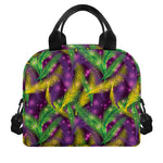 Mardi Gras Palm Leaf Pattern Print Insulated Lunch Bag