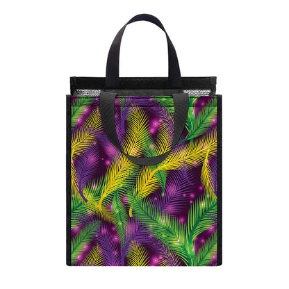 Mardi Gras Palm Leaf Pattern Print Insulated Lunch Tote