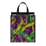 Mardi Gras Palm Leaf Pattern Print Insulated Lunch Tote