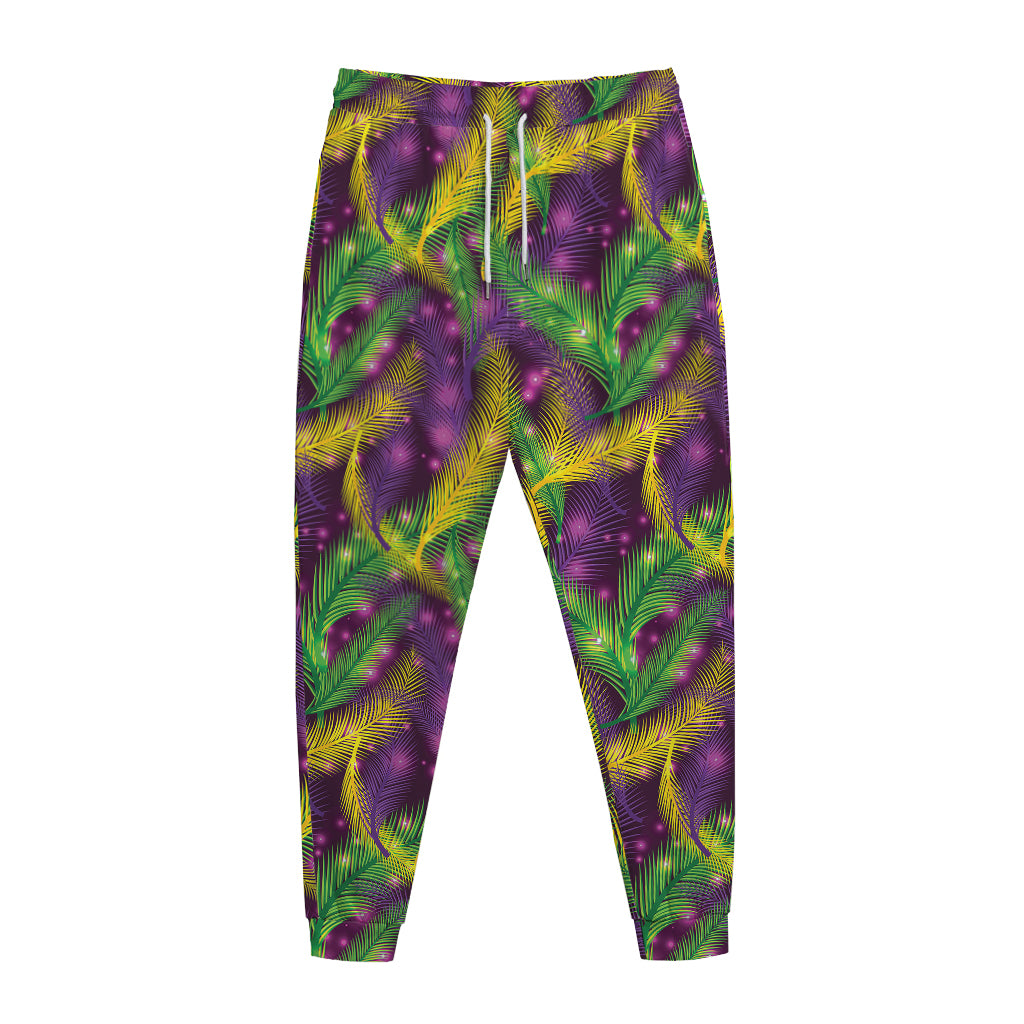 Mardi Gras Palm Leaf Pattern Print Jogger Pants