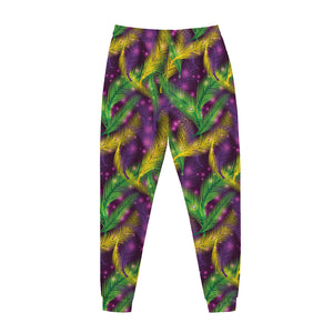 Mardi Gras Palm Leaf Pattern Print Jogger Pants