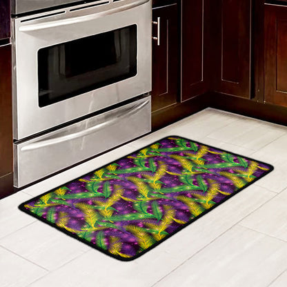 Mardi Gras Palm Leaf Pattern Print Kitchen Mat