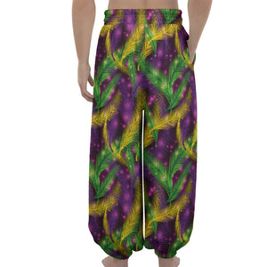 Mardi Gras Palm Leaf Pattern Print Lantern Pants