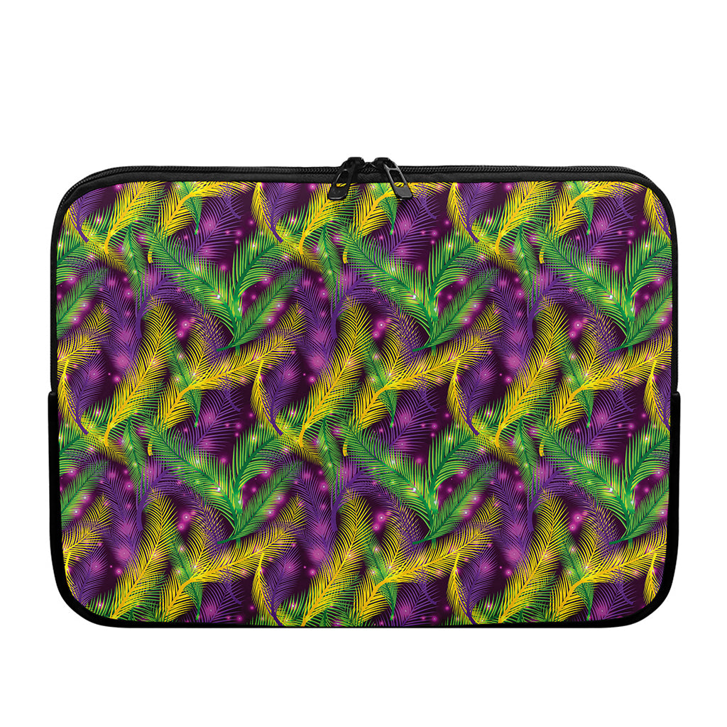 Mardi Gras Palm Leaf Pattern Print Laptop Sleeve