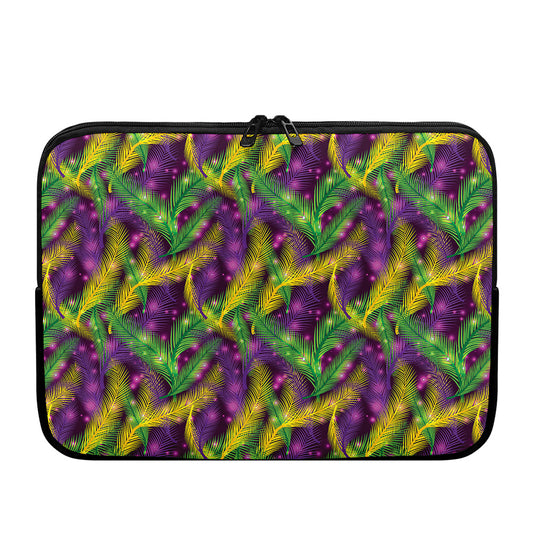 Mardi Gras Palm Leaf Pattern Print Laptop Sleeve