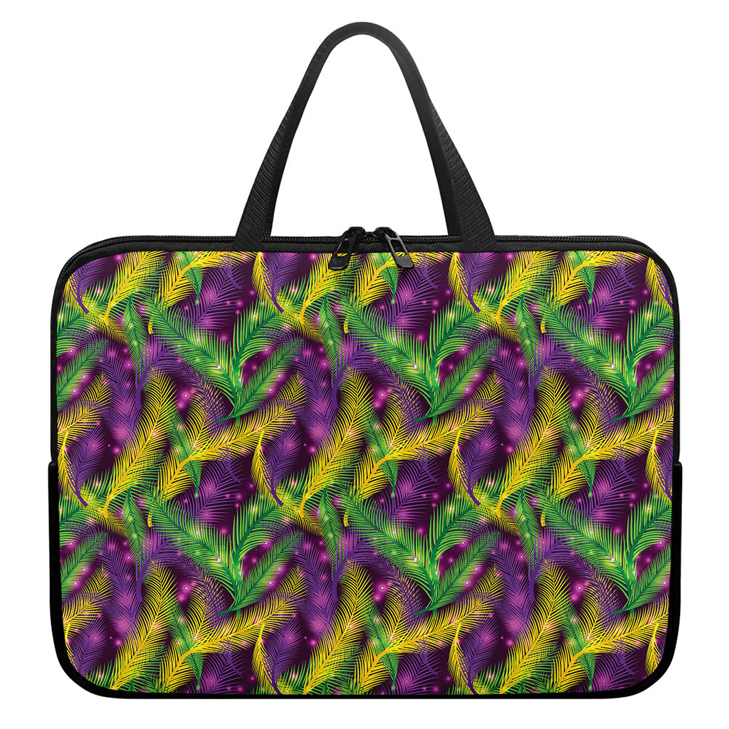Mardi Gras Palm Leaf Pattern Print Laptop Sleeve With Handle